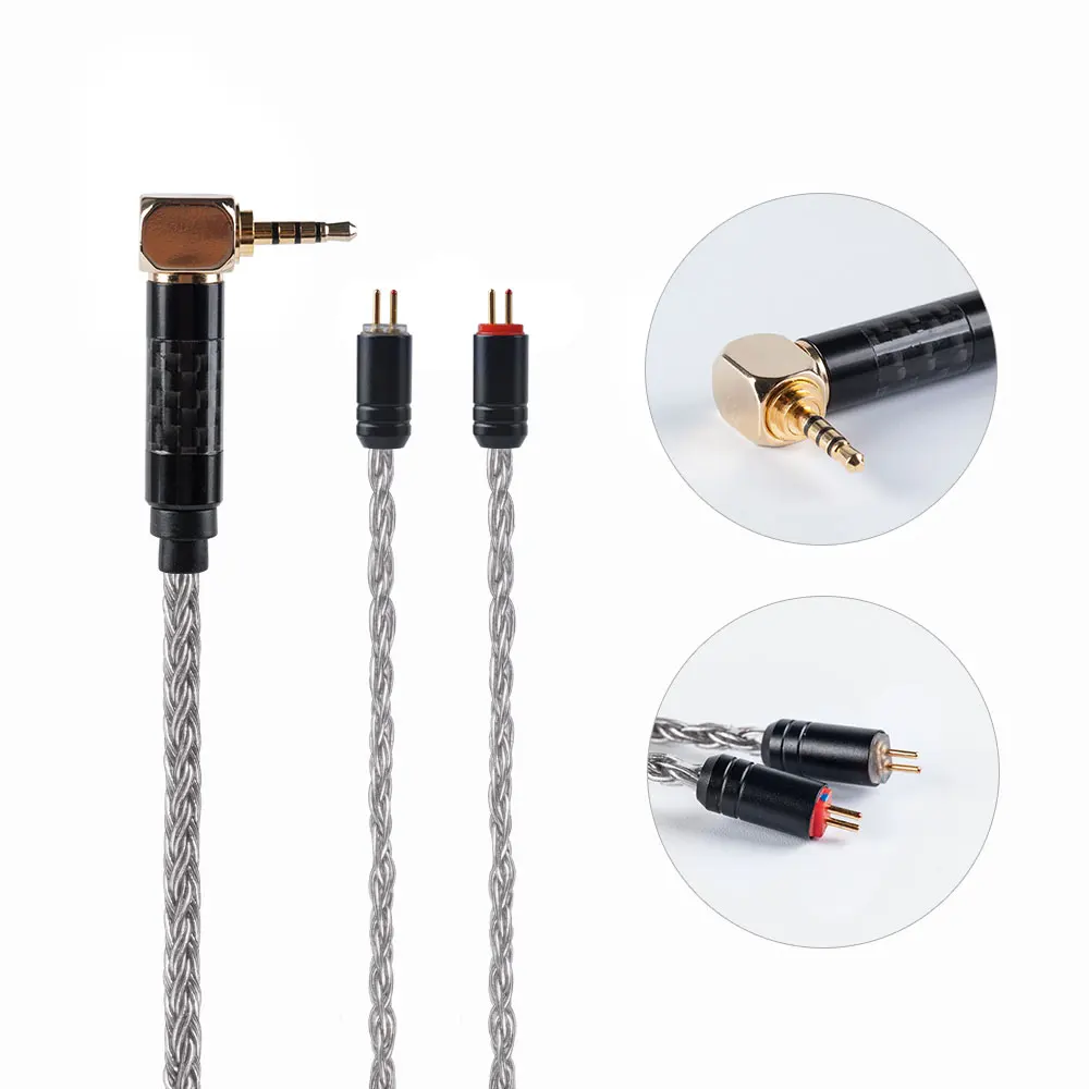 2PIN 2.5 AK Hifihear 16 ядро посеребренный кабель 2,5 3,5 мм сбалансированный кабель с MMCX 2 pinконнектора изгиб Jack TRN V90 X6 ZSN ZSX C12 A10 - Цвет: 2PIN 2.5