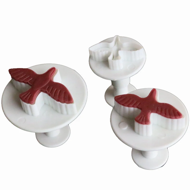 3Pcs/Set Cake Decorative Mold Plastic Pigeon Bird Plunger Cutter Fondant Cookies Decorating Kitchen Baking DIY Tools CT1015 | Дом и сад