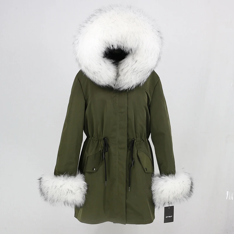 OFTBUY, пальто с натуральным мехом, зимняя куртка, Женская длинная парка, воротник из натурального меха енота, капюшон, Толстая теплая водонепроницаемая верхняя одежда, съемная