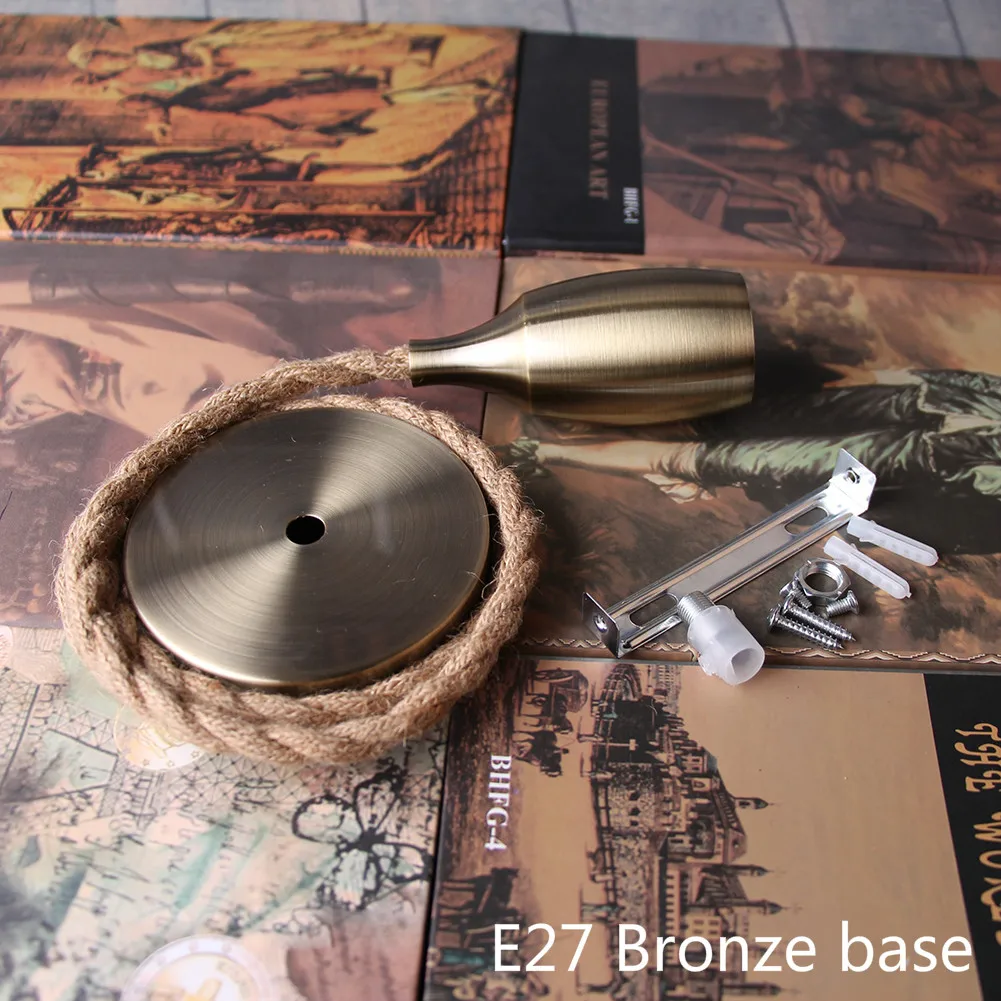 E27 Bronze base Подвесной светильник в скандинавском стиле из пеньковой веревки E27 светодиодный Современный Креативный подвесной светильник Промышленный Ретро лампен DIY для спальни гостиной - Цвет корпуса: E27 Bronze base