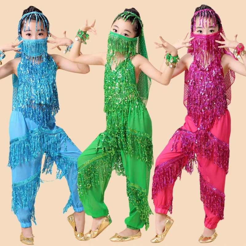 

Child India Dancing Children Egypt Dancewear Kid Professional Belly Egypt Dance For Girls Bellydance Custome for Girls 4pcs/1set