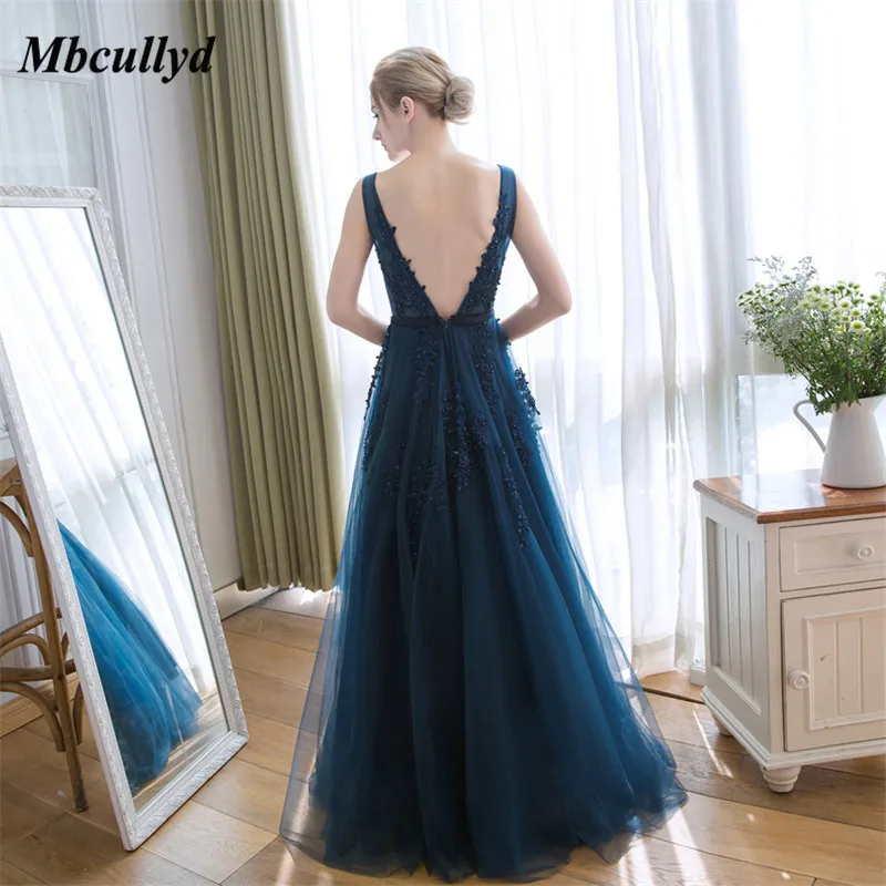Mbcullyd платье подружки невесты Дешевые длиной до пола кружева с тюлем темно синий