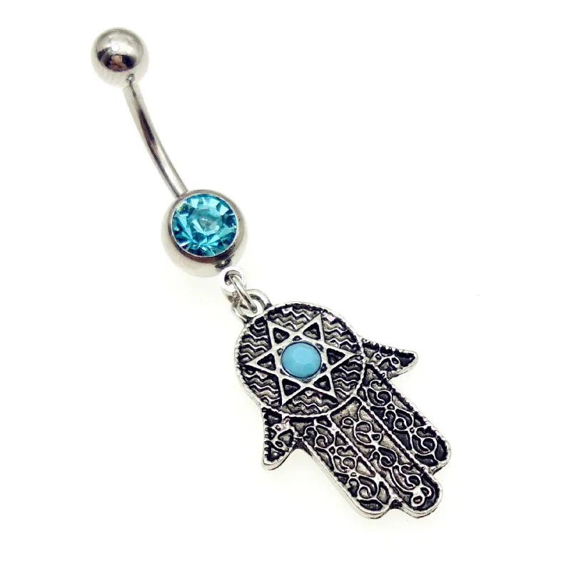 Для женщин и девочек &quotХамсе&quot мотаться пупок кольца пирсинг из хирургической