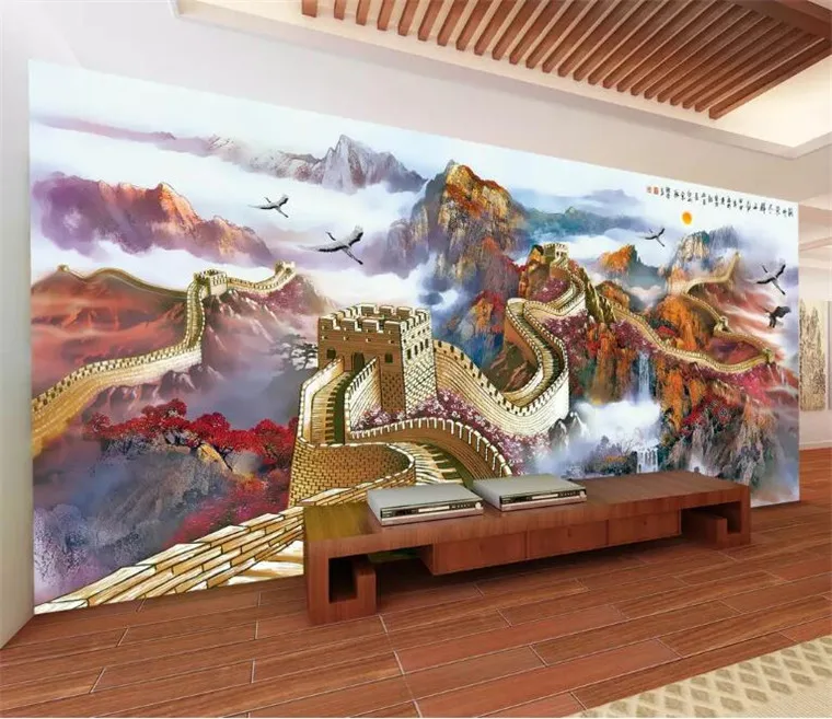 

Custom photo wallpapers 3d Miles Great Wall Chinese landscape magnificent mountains and rivers TV wall mural