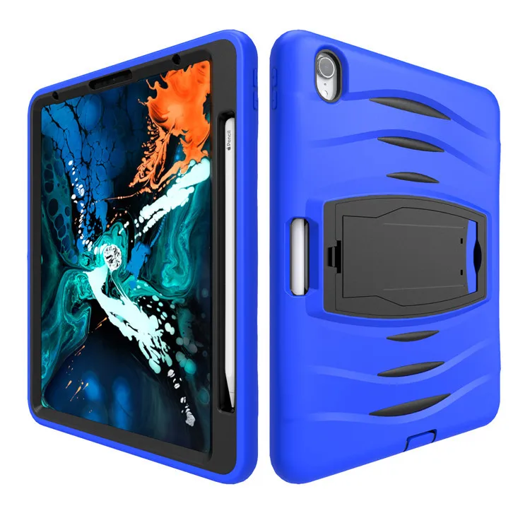 Blue For iPad pro 12.9 case With charge apple pencil holder silicon cover protector shockproof Shell case for new iPad pro 12.9 - Color: Blue
