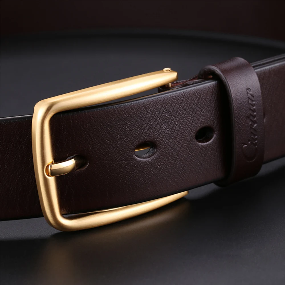 Ciartuar Leather Belts for Men Genuine Leather Pin Buckle Belt Gold Silver Casual Jeans Designer Belt Luxury Mens Leather Belt