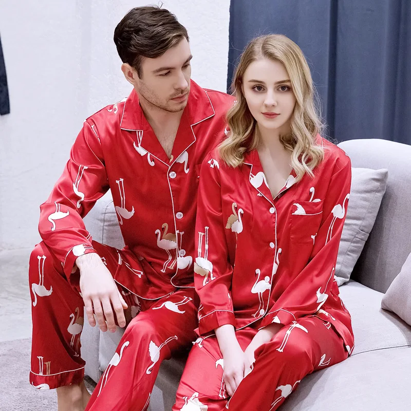 Шелковые атласные пижамные комплекты Smmoloa для влюбленных домашний костюм пар