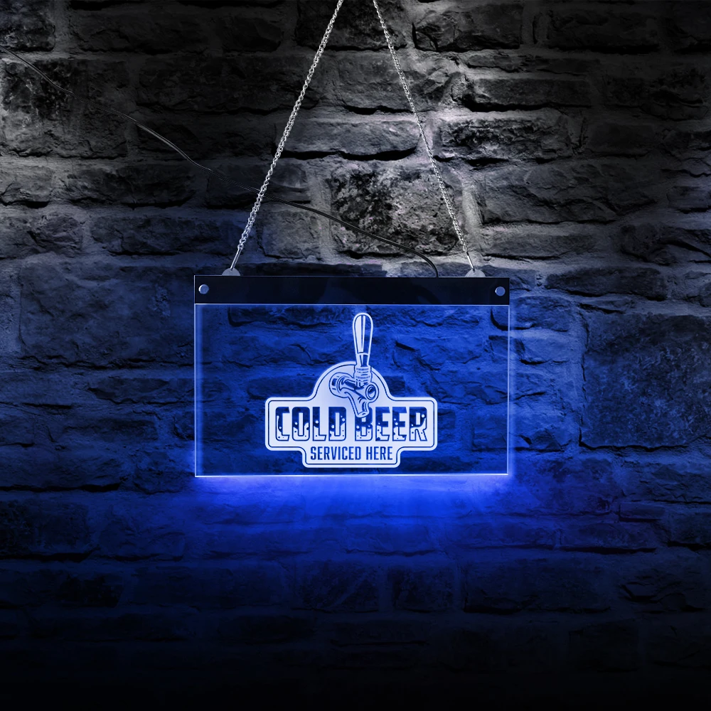 Холодное пиво обслуживание здесь акриловая световая доска подвесной