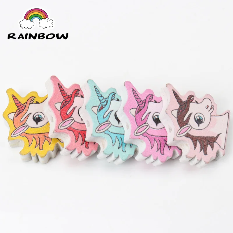 Смесь цветов Единорог Форма Licorne узор деревянные бусины для самостоятельного