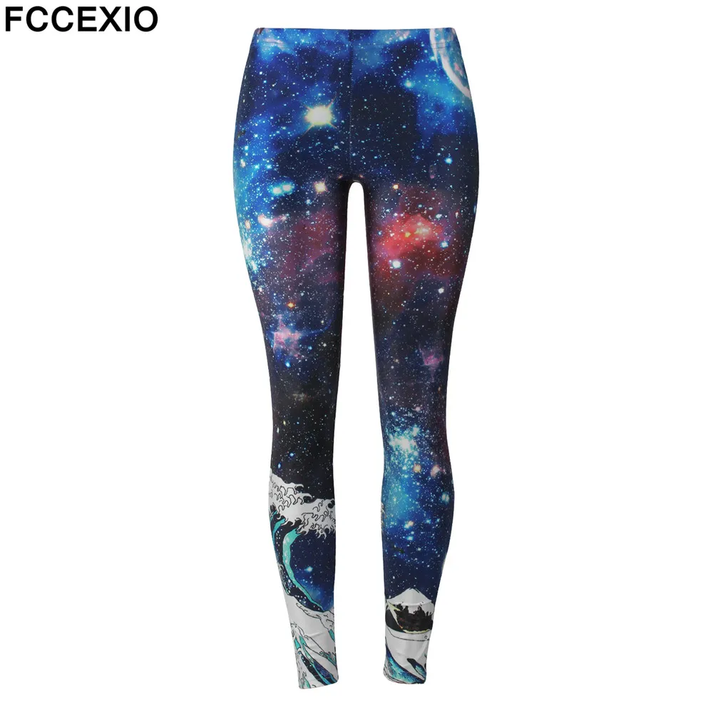 FCCEXIO New Style 2019 Leggings Women Galaxy Space Digital Print Legging Fitness Leggins Workout Plus Size Pants Legins Trousers | Женская