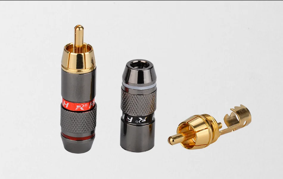 4 шт./2 пары позолоченный RCA разъем RCA штекер адаптер видео/аудио провода разъем Поддержка 6 мм кабель черный и красный супер быстрый