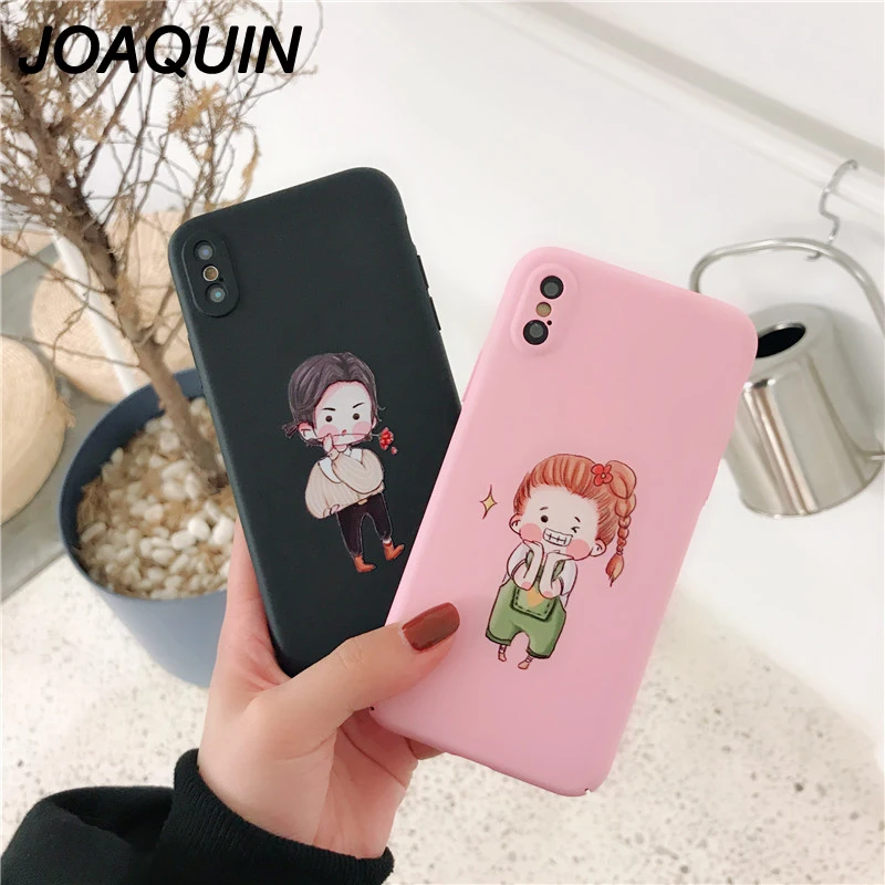 Милый мультяшный чехол для телефона iPhone X 8 Plus матовый ПК 7 6 6S Забавный жесткий на
