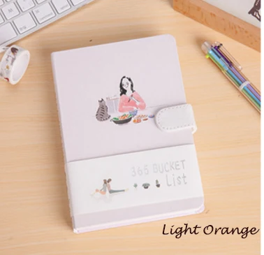 Light Orange Милый кавайный блокнот 365 ведро список желаний Ручные Книги А5 планировщик дневник повесток журнал путешествия блокнот канцелярские принадлежности - Цвет: Light Orange