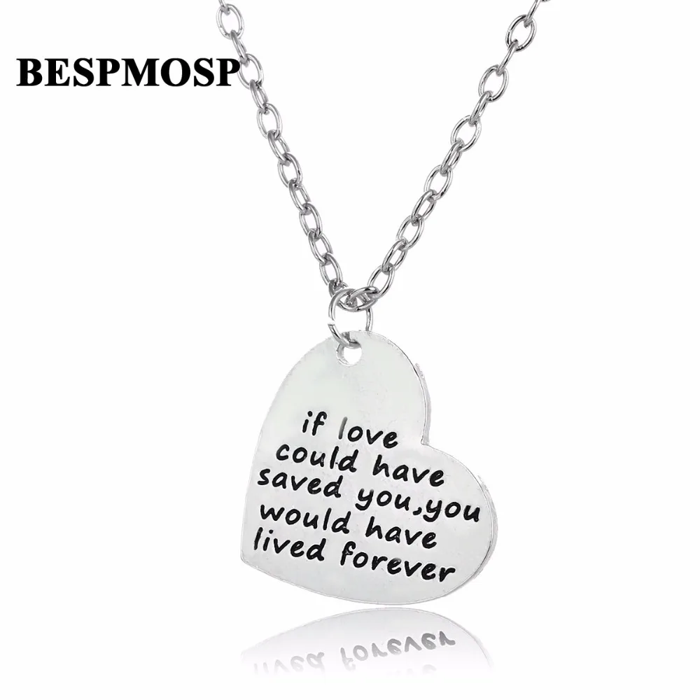 

Bespmosp 24PCS/Lot Wholesale"If I Love Could Have Saved You You Would Have Lived Forever"Pet Tag Charm Heart Pendant Necklace
