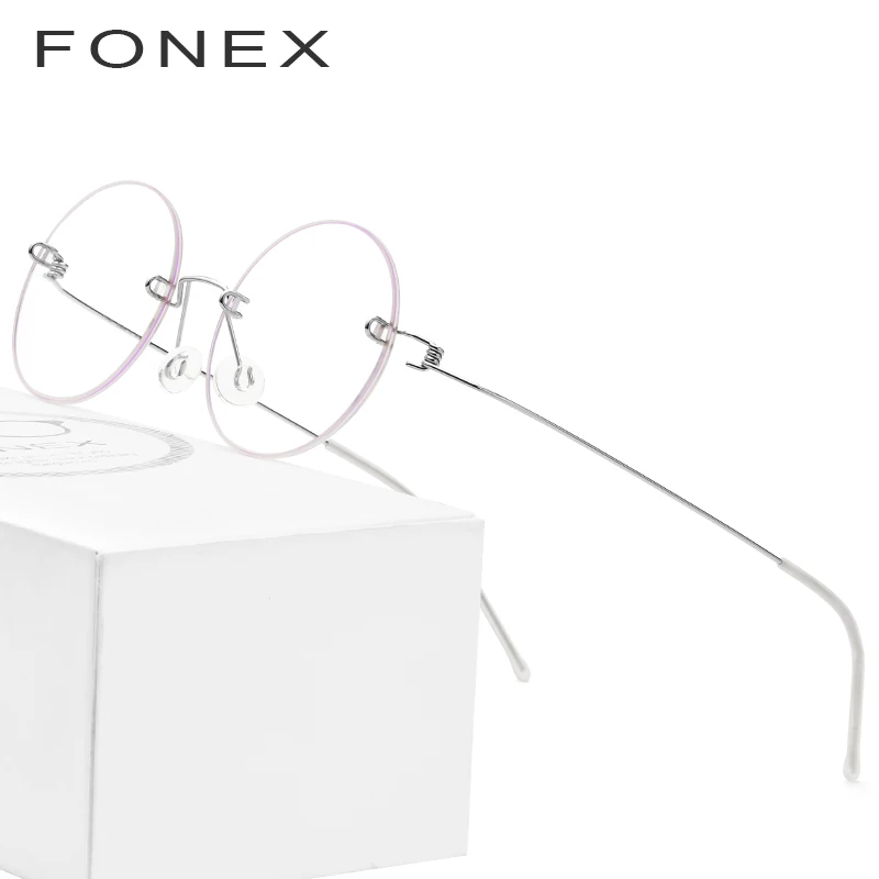 FONEX, Безвинтовые очки, очки по рецепту, женские,, без оправы, Круглые, для близорукости, оптические, корейские, оправа очков из титанового сплава, мужские