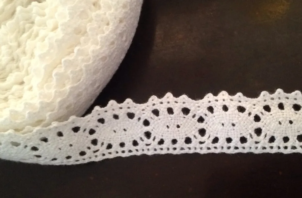 Оптовая продажа 2 метра см белый 100% хлопок кружевная отделка ткань лента