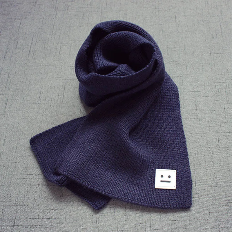 smile navy blue Детский осенне-зимний теплый шарф, вязаный мягкий шарф для детей, шарфы для маленьких мальчиков и девочек, корейский Зимний Теплый детский шарф - Цвет: smile navy blue