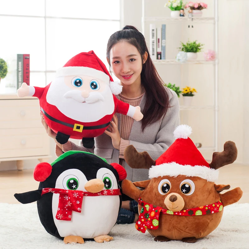 

Candice guo плюшевая игрушка, мягкая кукла, мультяшное животное, подарок на Рождество, пингвин, лось, олень, Санта-Клаус, подушка, подарок, 1 шт.