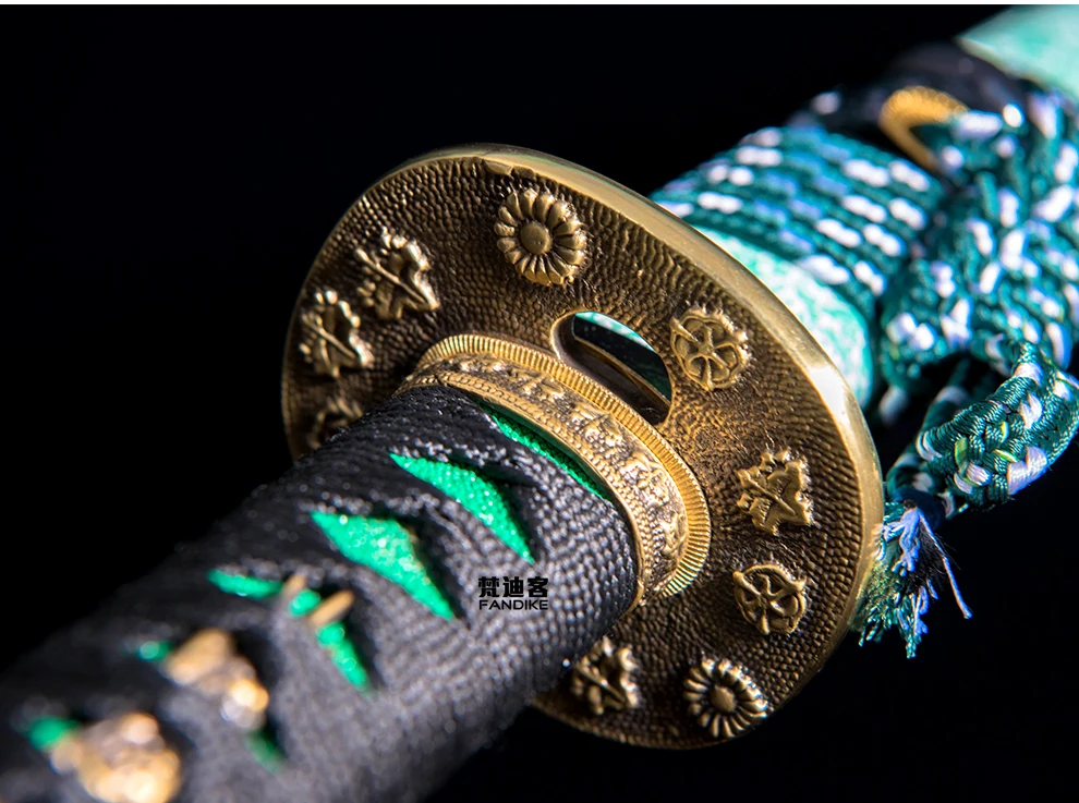 High Carbon Steel Clay Hardened Katana Sword / Brass Habaki / Brass Tsuba / Saya Clay Tempered T10 steel Full tang tsuba jp kat