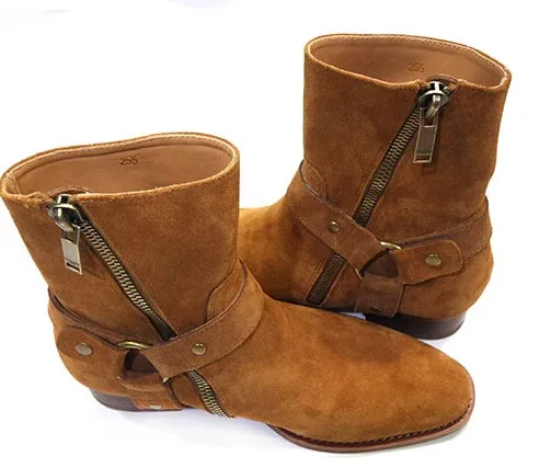 Мужские замшевые ботинки на плоской подошве с цепочкой|shoes fashion|shoes shoesshoes fashion men |