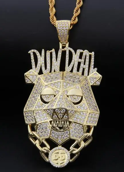 gold BLING KING Custom Dun Deal ожерелье в стиле хип-хоп с кубическим цирконием, золото, серебро, CZ камень - Окраска металла: gold