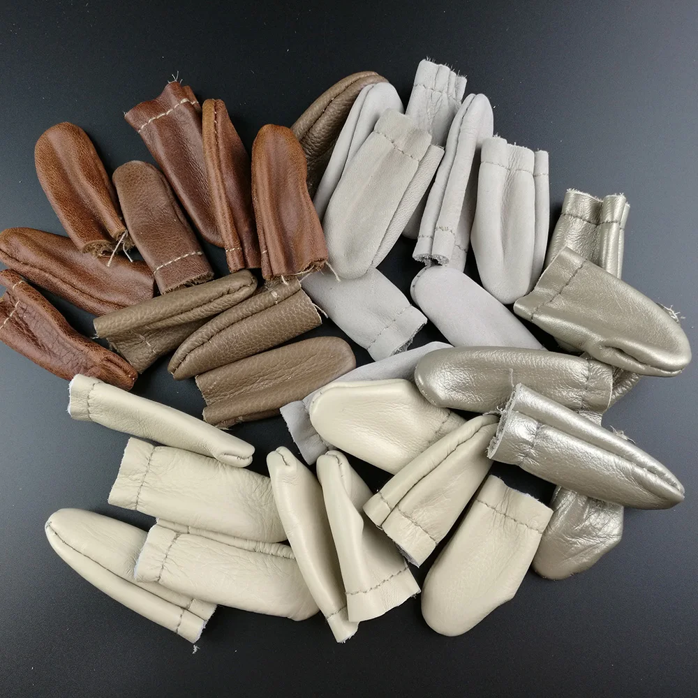 

20pcs Cowhide Real Leather Finger Thimble Protection Needle Felting Thumb Index Hand Craft Embroidery Tool Thimble Leather