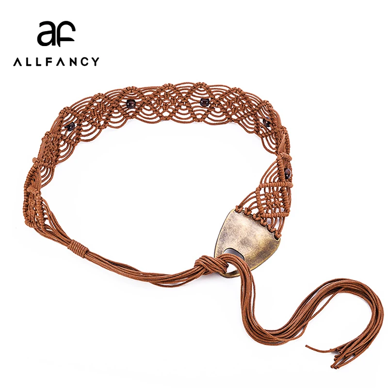 Ms. народный стиль тканевый галстук широкий пояс богемного ветра платье пальто