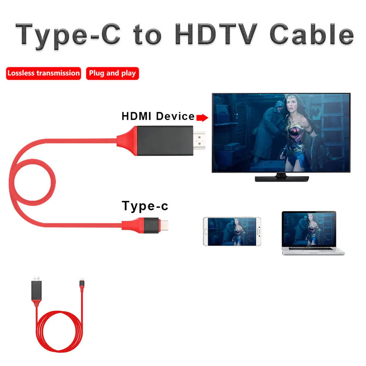 6.6FT B C Тип 3 1 к HDMI 4 k 2 HDTV кабель для Galaxy S8 + Plus|Кабели передачи данных| |