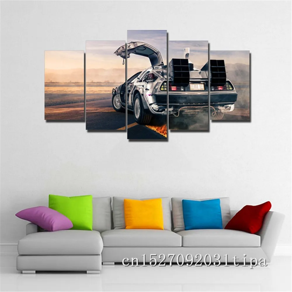Back To The Future автомобиля 5 Панель Абстрактная живопись украшение на стену маслом