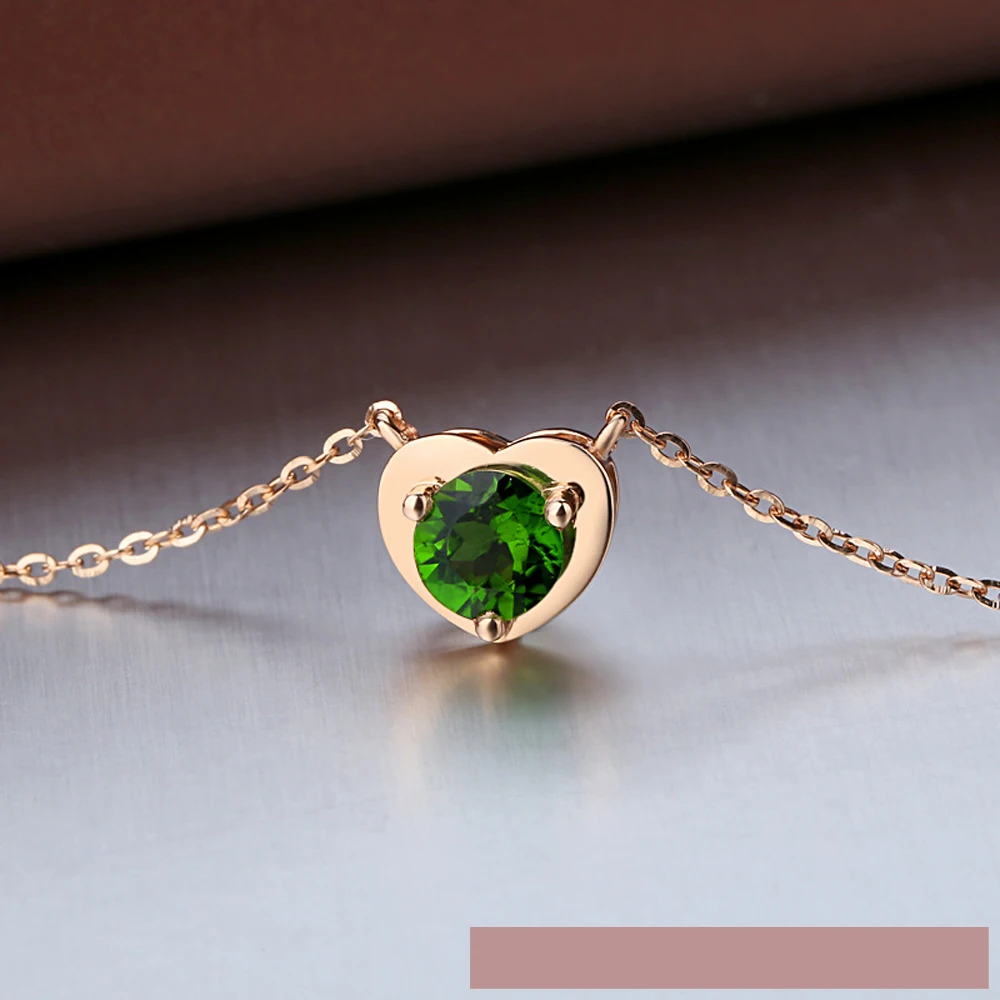 Большой 1 карат 18K золото естественный диопсид подвеска зеленый драгоценный