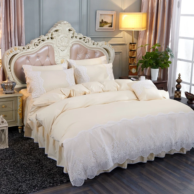 Корейский стиль бежевый розовый серый 100% хлопок Комплект постельного белья