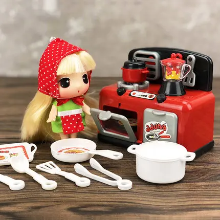 D and a random doll Ddung Мини Бытовая техника набор с куклой ролевые игры Детские игрушки очиститель стиральная машина соковыжималка плита игрушки для детей игрушки - Цвет: D and a random doll