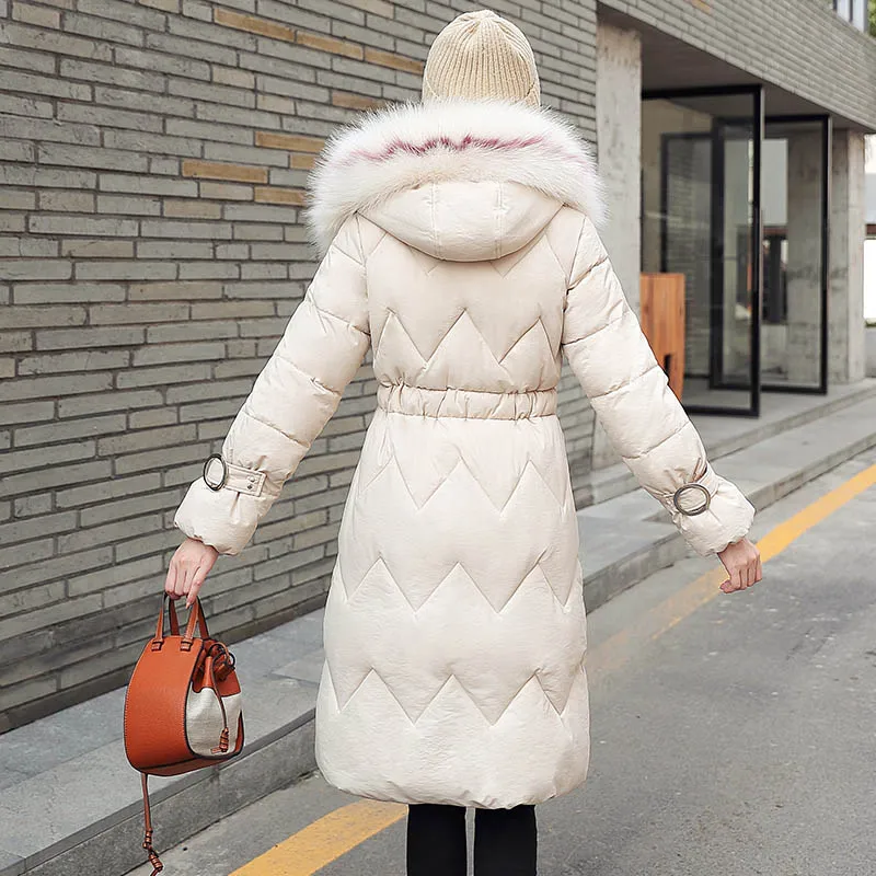 Winter parkas jackets new women's coats elegant fashion fur collar hooded thick long jacket winter snow coat parkas jackets