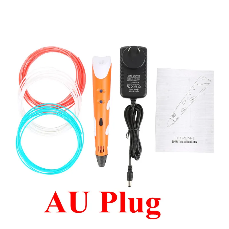 orange Centechia DIY 3D Рисунок пером ручки 3D печать Best творческий подарок для детей с 3 нити Рождество подарок на день рождения разъем АС - Цвет: orange