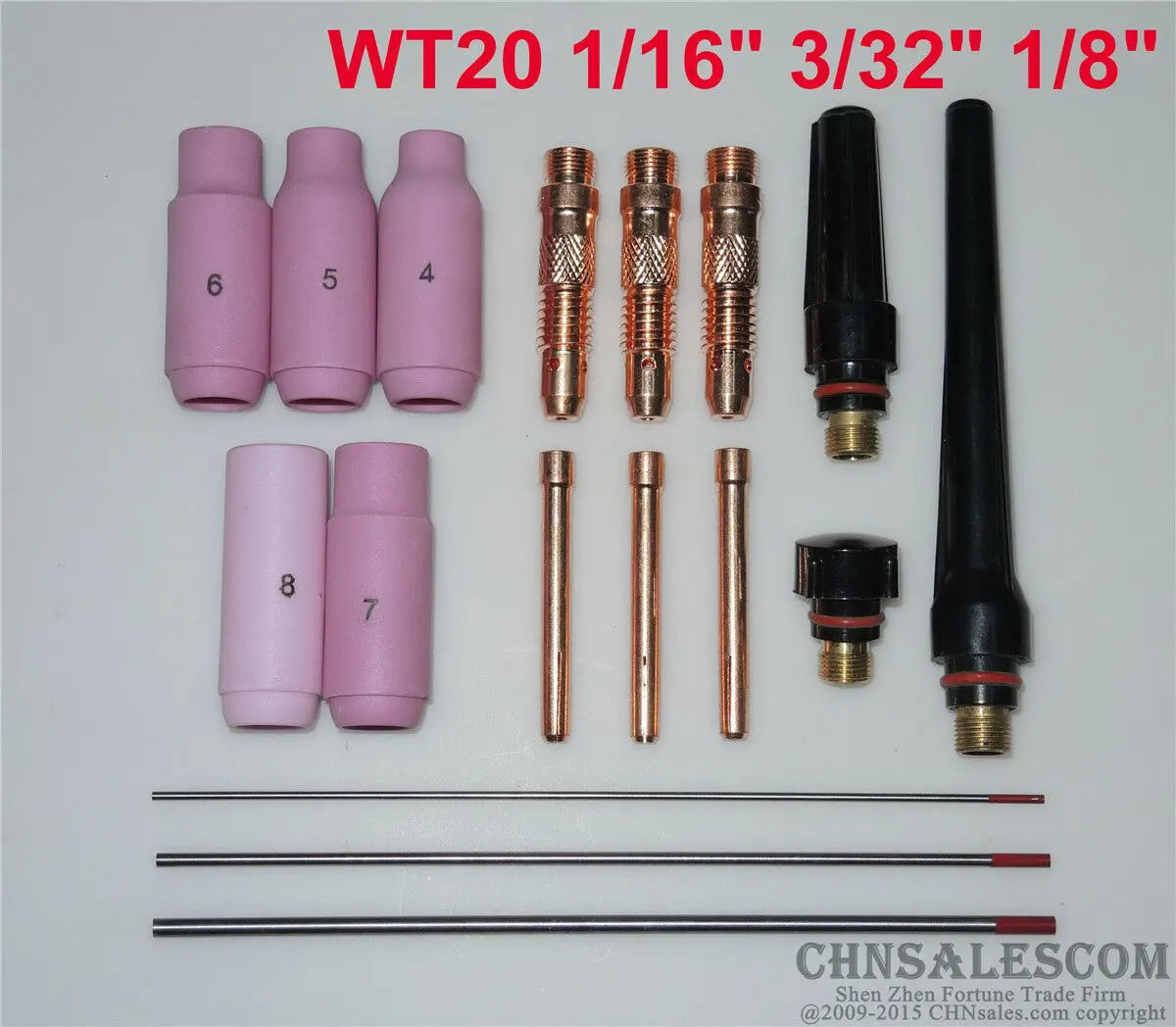 CHNsalescom 17 шт. набор сварочных горелок TIG WP-17 WP-18 WT20 Вольфрам 1/16 &quot3/32&quot 1/8&quot |