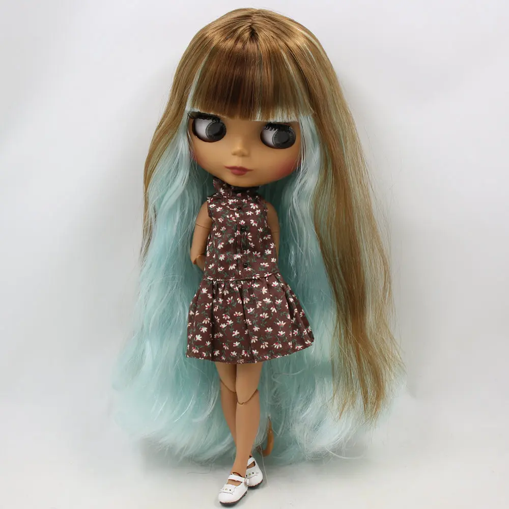 Ледяной DBS Blyth кукольные нет. BL0623/6909 коричневый парик микс из голубые волосы