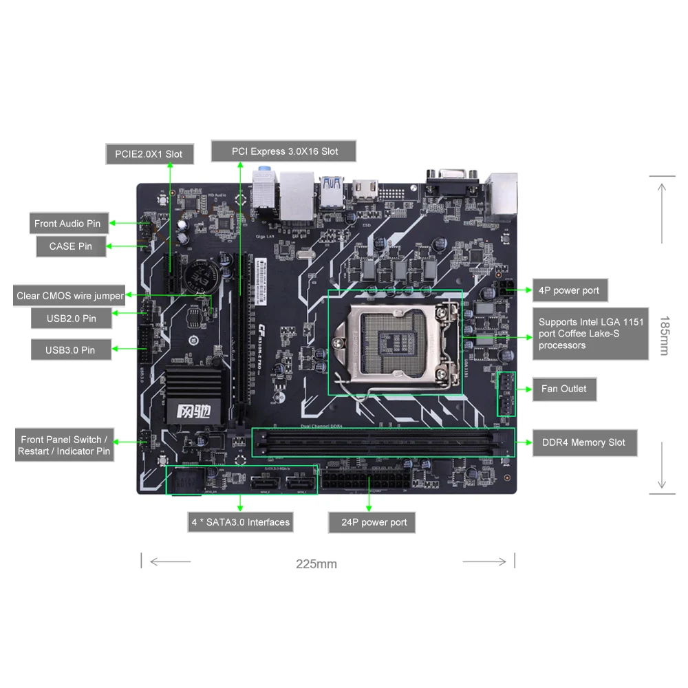 Цветная материнская плата H310M-E PRO V20 материнская плата intel LGA 1151 DDR4 процессор SATA3.0 mATX PCI-E 3,0 слот расширения для настольного компьютера