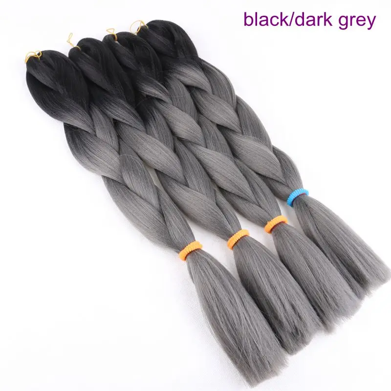 Desire for hair, 4 упаковки в партии, 24 дюйма, 100 г, 2 тона, три тона, ombre, цвет синтетический, плетение, коробка, косички, волосы, черный, серый, бордовый - Цвет: 1B/27HL