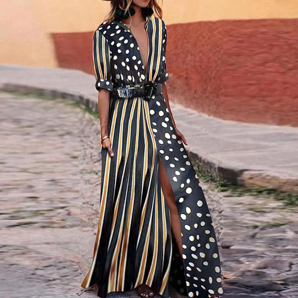 2018 женская футболка Длинное Макси платье с разрезом Клубная одежда вечерние