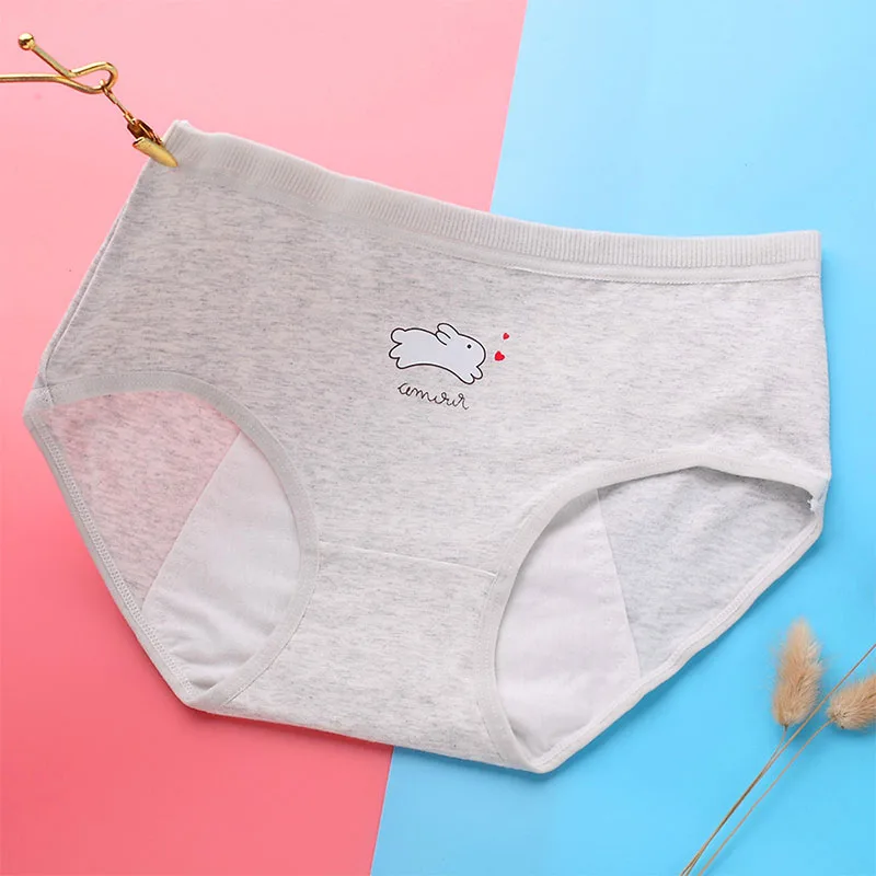gray Женское белье для критических дней FallSweet, женские трусики из хлопка с защитой от протечек, M–L–XL - Цвет: gray