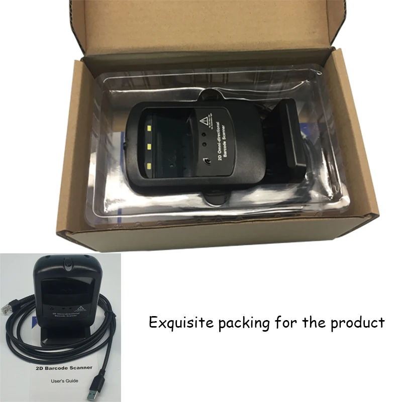 

360 degree omnidirectional CMOS 2D barcode reader with steady stand QR scanner support read color code from device display