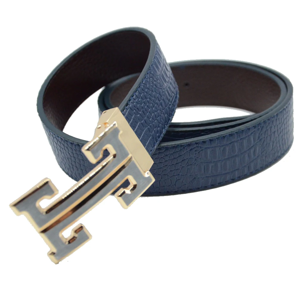 2016 мужская Крокодил Кожаный бренд h мужской ремень гладкой Пряжкой пояса