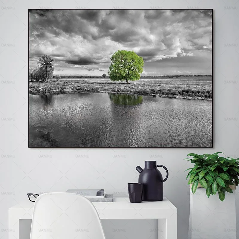 Conisi пейзаж постер дерево лес настенное Искусство Холст Картина скандинавские