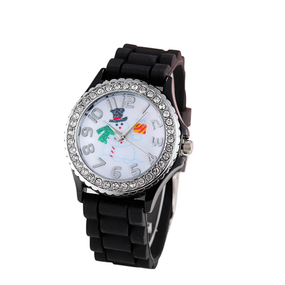 #5001 Рождество Снеговик силикагель кварцевые аналоговые часы как рождественский