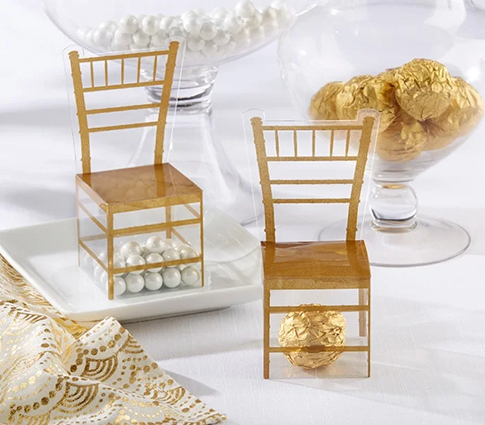 Новое Стильное Вечерние пользу стул Форма Коробки Пластик ПВХ ясно конфеты для