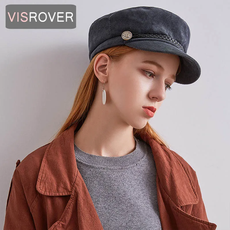 VISROVER Новинка 2018 года зима для женщин шляпа восьмиугольная с козырьком модные