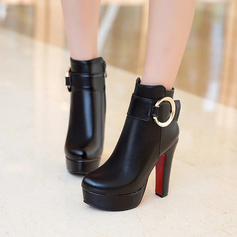 Зои салдана 2017 искусственная кожа круглый носок на очень высоком украшения из