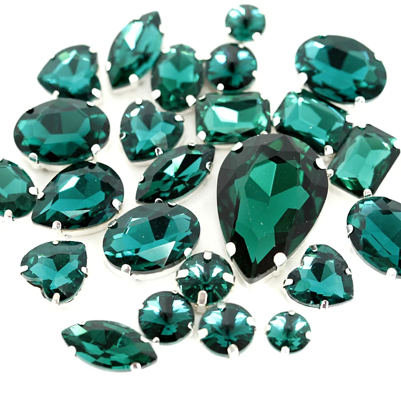 Смешанные формы Синий Циркон круглая пришивная Стразы с золотым крабом плоская