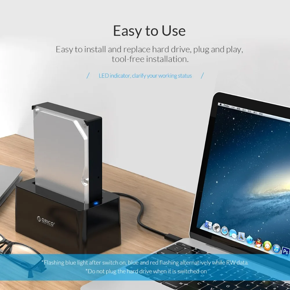 ORICO HDD док-станция SATA для USB C 3,1 Gen2 адаптер для 2,5 3," SSD диск чехол HDD коробка док-станция жесткий диск корпус