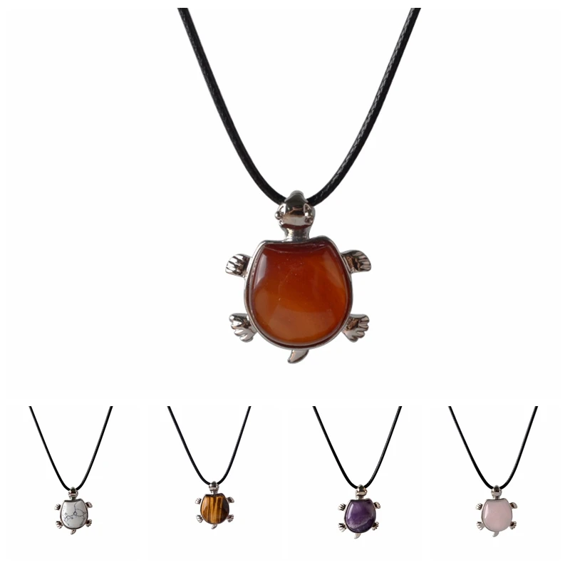 Многоцветный Природный Камень Красный Маленький Черепаха Ожерелья maxi ожерелье